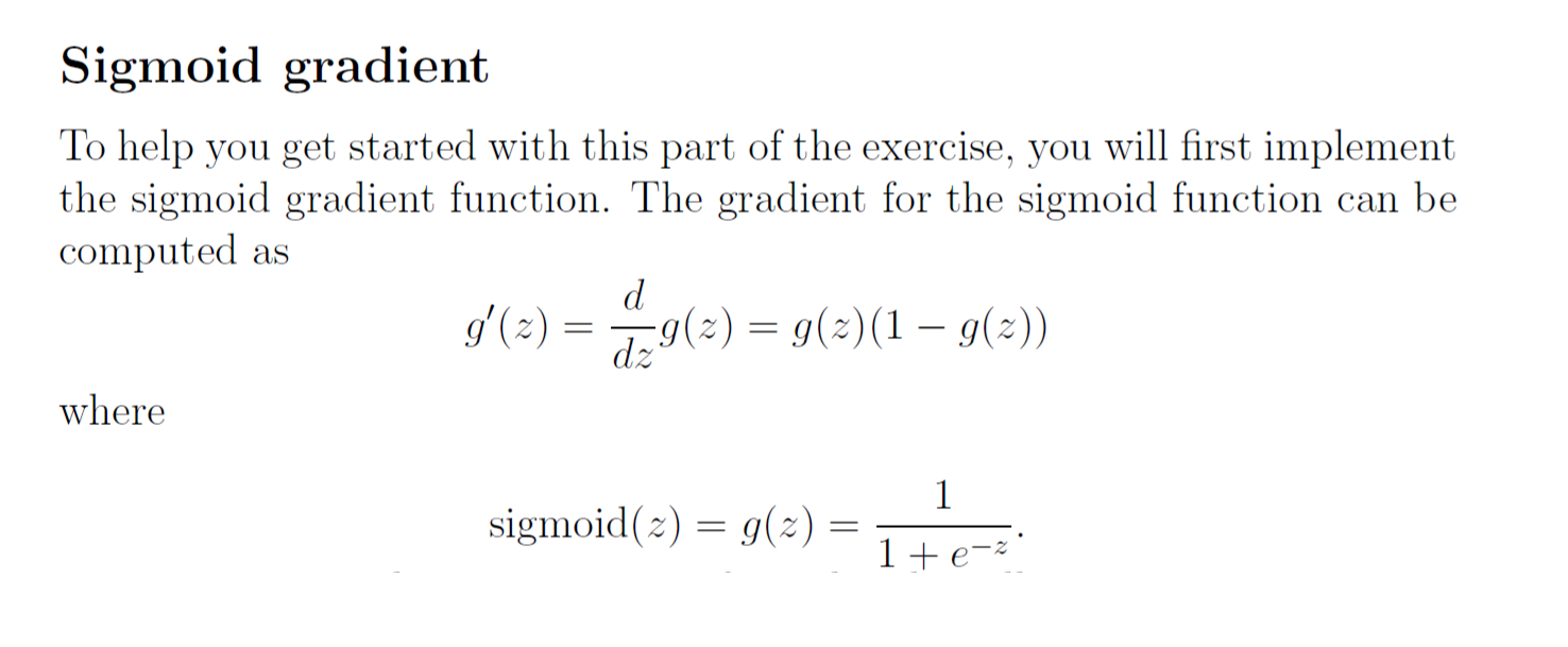 Sigmoid Gradient